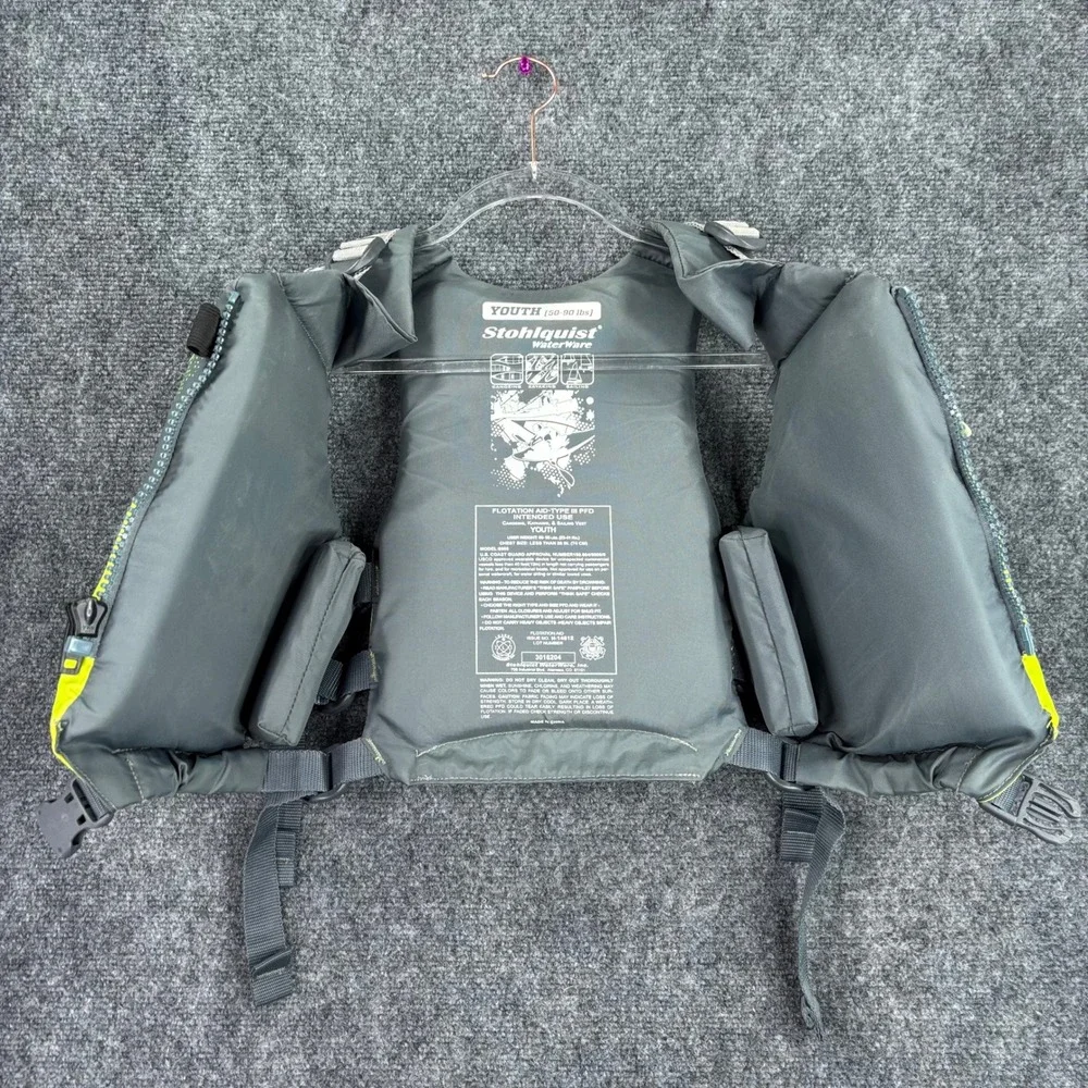 Stohlquist Youth Life Jacket PFD 50-90 lbs Lime Green Grey Kayak Canoe Sailing